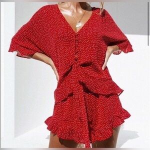 Sabo red polka dot romper